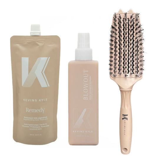 Kevins Kyle : Trio Blowout - Brume Démêlante & Remedy - Masque Régénérant & Brosse